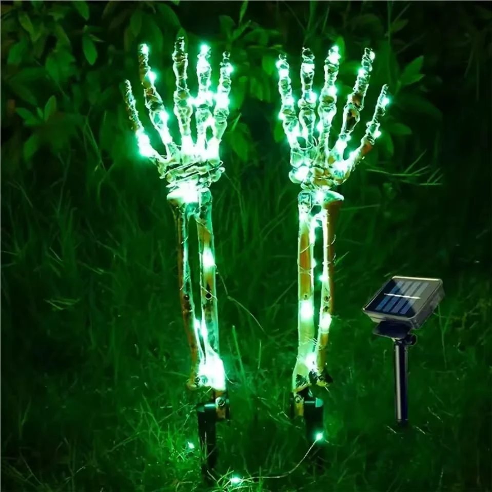 2PC Halloween Solar Garden Lights Outdoor Waterproof Ghost Hand LED Stake Lights Horror Atmosphere Decoration Lamp  For Festival