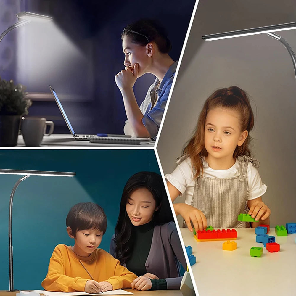 Home Office LED Desk Lamp Double Head Dimming 3 Color Mode
