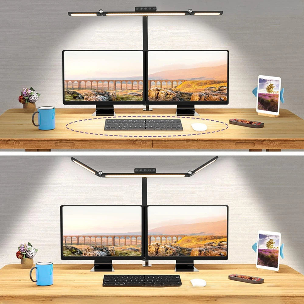 Home Office LED Desk Lamp Double Head Dimming 3 Color Mode