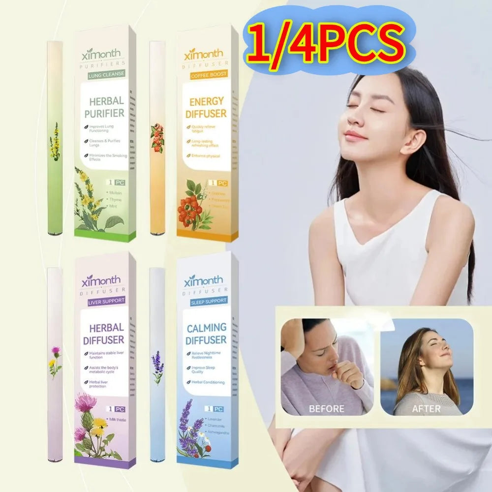 1/4PCS NEW Quitting Smoking Lung Cleansing Nasal Aspirator Improving Sleep Melatonin Diffusion Pen Herbal Blend Diffuser Set
