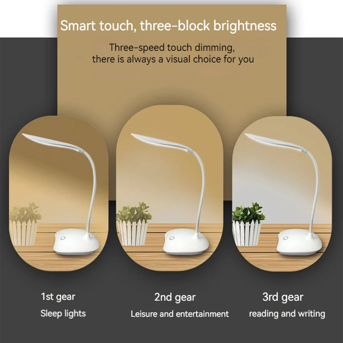 LED Reading Desk Lamp USB Charging Touch Dim Eye Light