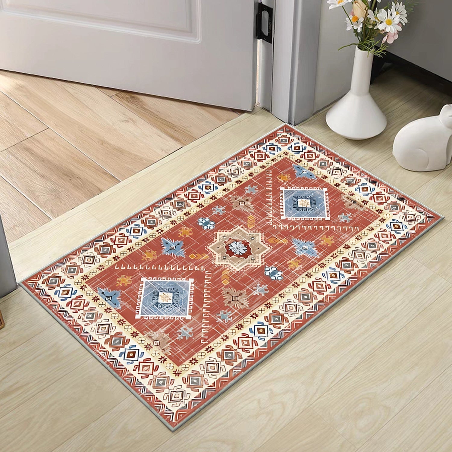 Boho Floral 4-Piece Kitchen Rug Set – Soft & Durable