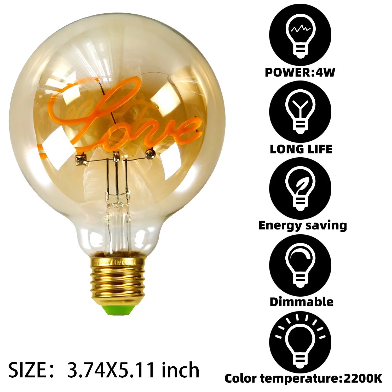 Love Letter Light Home Decor LED Filament Bulb